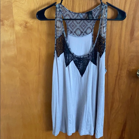 Buckle Tops - Buckle Lacy Black/Gray Tank Top
